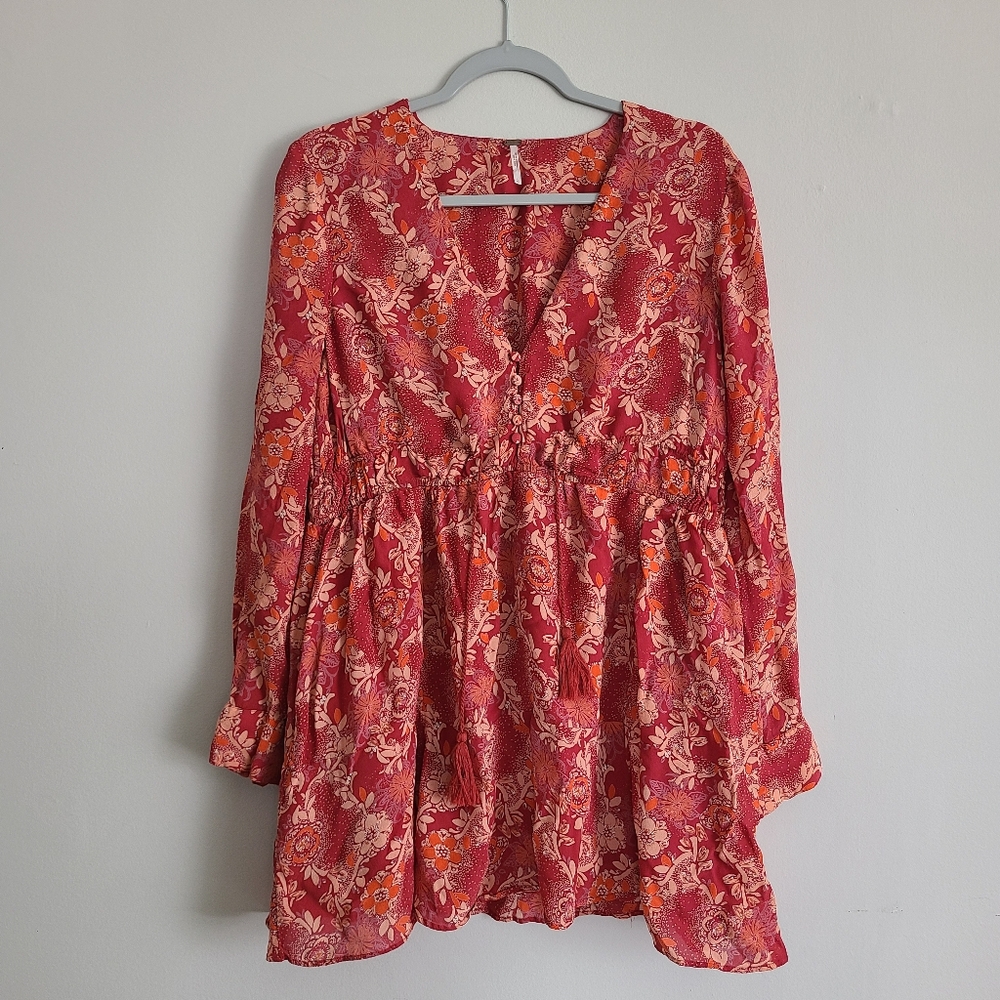 Free People Stealing Fire Floral Print Peasant Tunic Dress